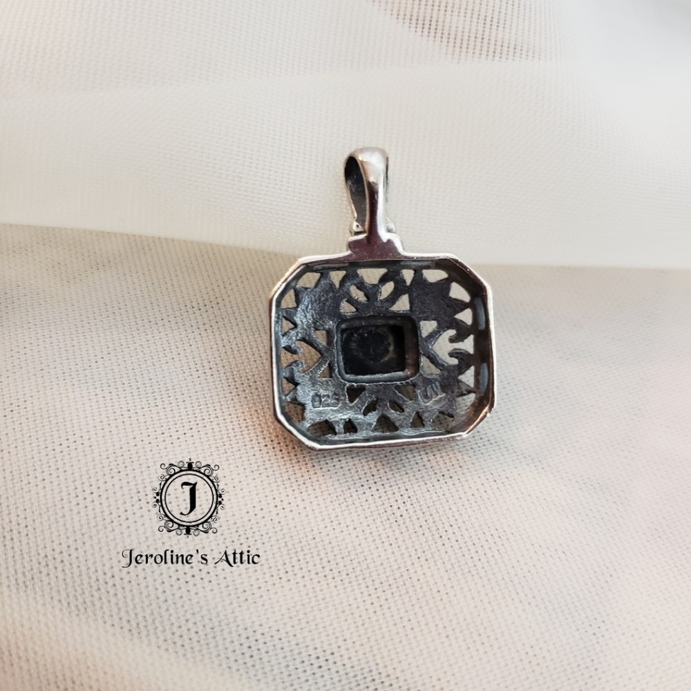 Sterling Silver, Crystal and Onyx Pendant - Picture 3 of 3